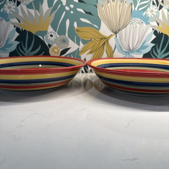SWIRL Hand Painted Collection Pasta Serving Bowl 12 Inch Multicolor Set Of TWO - Picture 4 of 5